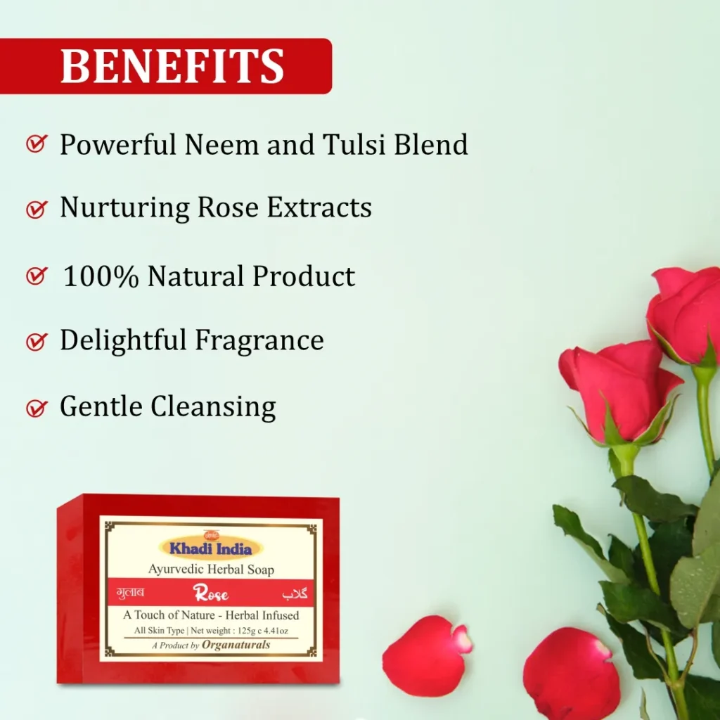 Benefits of Handmade Rose soap - www.naturalkhadi.com